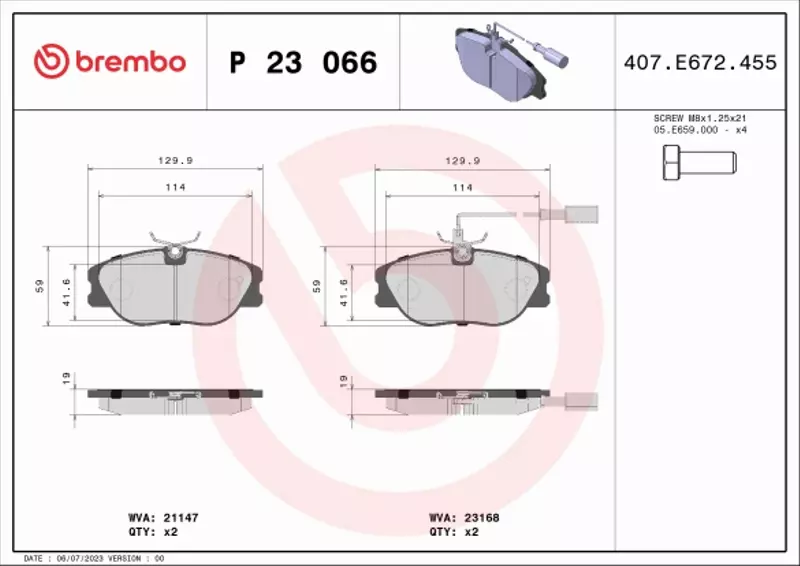 BREMBO KLOCKI HAMULCOWE PRZÓD P 23 066 