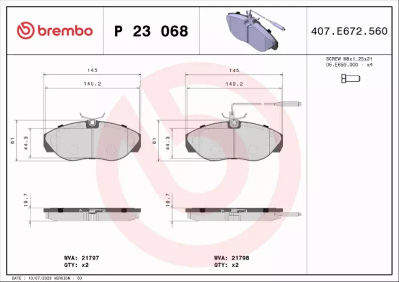 BREMBO KLOCKI HAMULCOWE PRZÓD P 23 068 