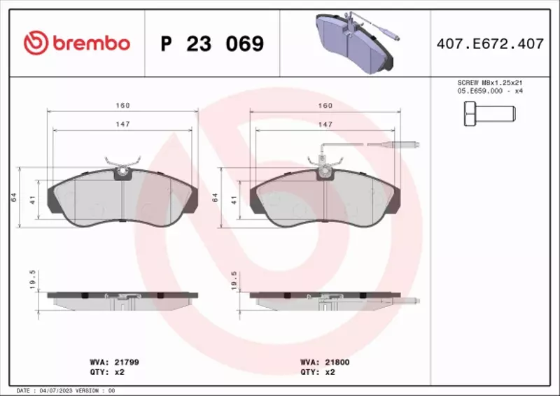 BREMBO KLOCKI HAMULCOWE PRZÓD P 23 069 