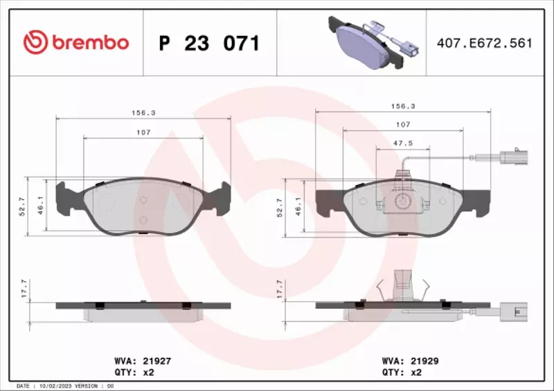 BREMBO KLOCKI HAMULCOWE PRZÓD P 23 071 