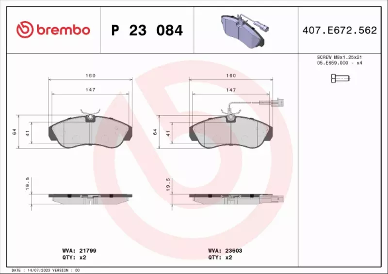 BREMBO KLOCKI HAMULCOWE PRZÓD P 23 084 