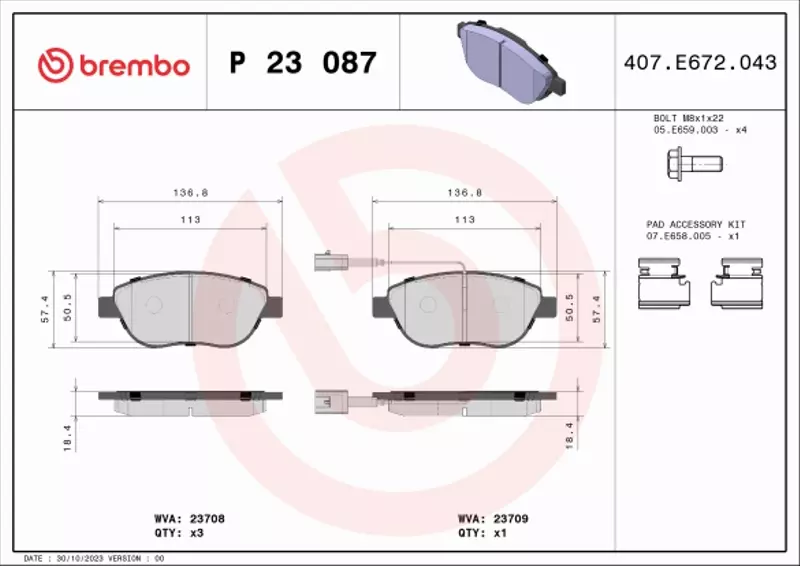 BREMBO TARCZE+KLOCKI PRZÓD FIAT MULTIPLA 284MM 