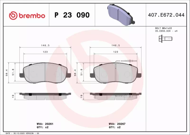 BREMBO KLOCKI HAM CITROEN C8 JUMPY SCUDO 807 PRZÓD 