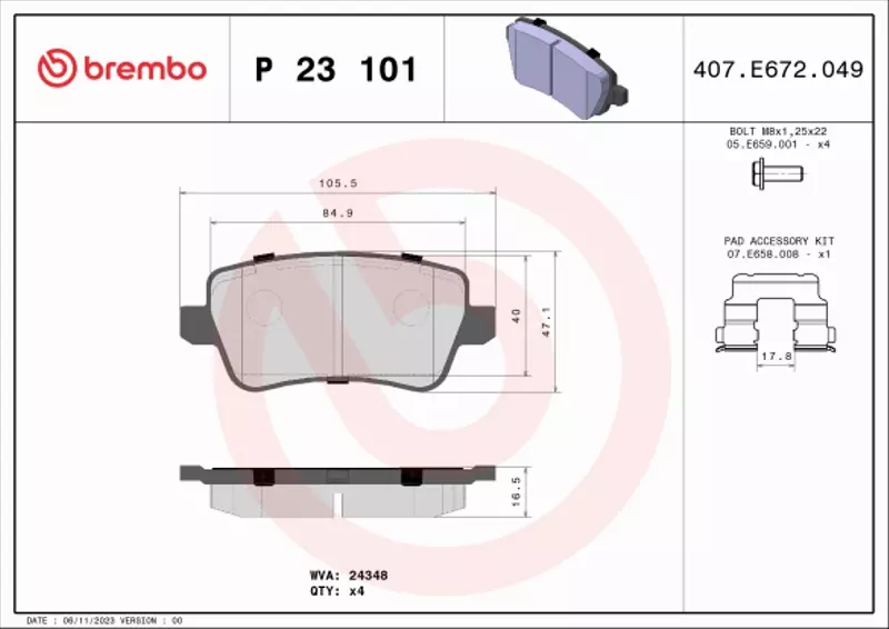 BREMBO KLOCKI HAM OPEL VECTRA C GTS 04- FIAT CROMA 