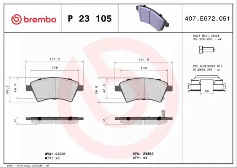 BREMBO KLOCKI HAM FIAT SEDICI SUZUKI SX4 1.6 1.9 D 