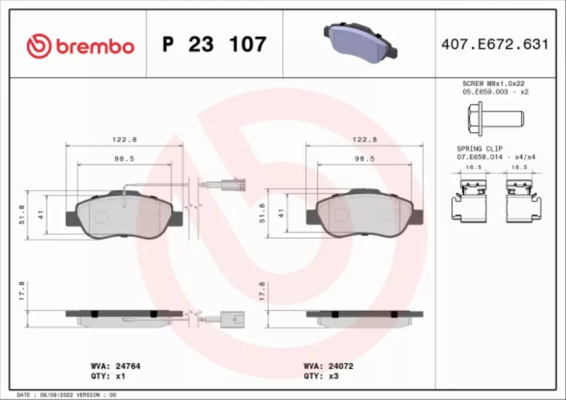 BREMBO KLOCKI HAMULCOWE PRZÓD P 23 107 