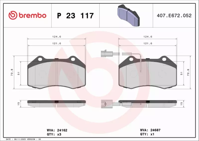 BREMBO KLOCKI HAMULCOWE PRZÓD P 23 117 