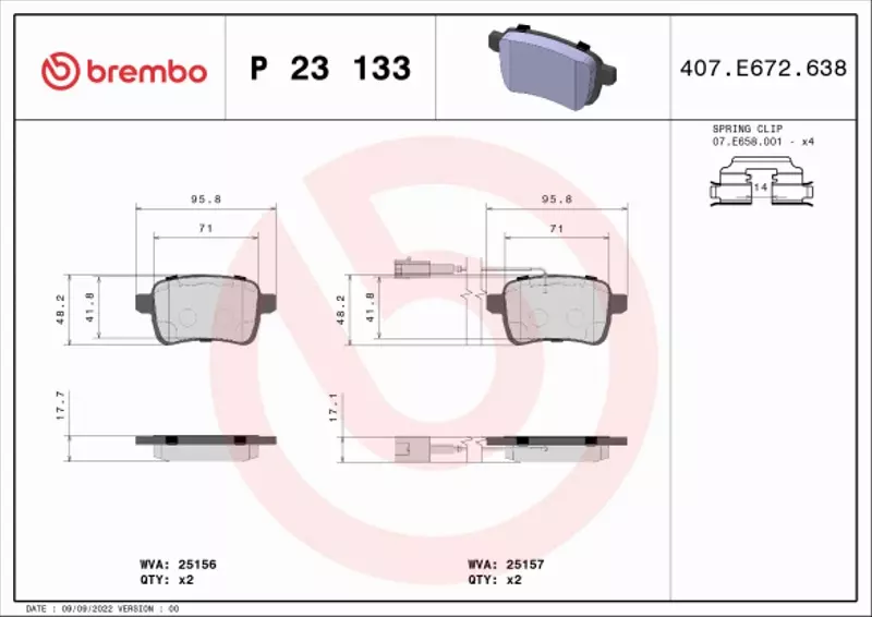 BREMBO KLOCKI HAMULCOWE TYŁ P 23 133X 