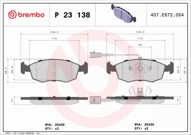 BREMBO TARCZE+KLOCKI PRZÓD FIAT 500 240MM 2015- 