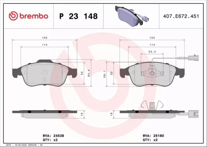 BREMBO KLOCKI HAMULCOWE PRZÓD P 23 148 