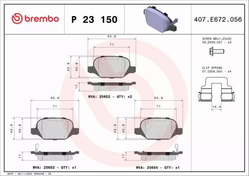 BREMBO KLOCKI HAMULCOWE TYŁ P 23 150 