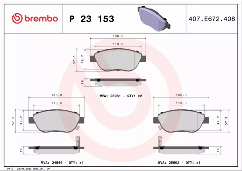 BREMBO TARCZE+KLOCKI PRZÓD FIAT 500L 284MM 