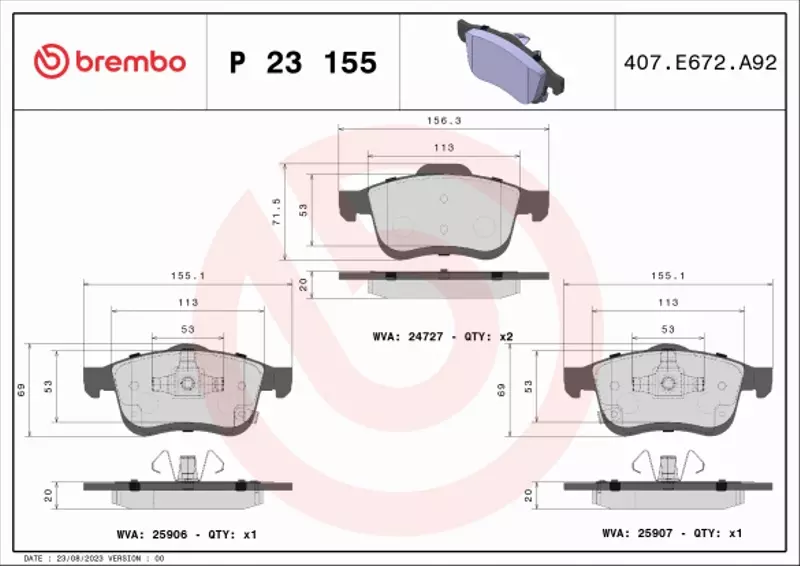 BREMBO KLOCKI HAMULCOWE PRZÓD P 23 155 