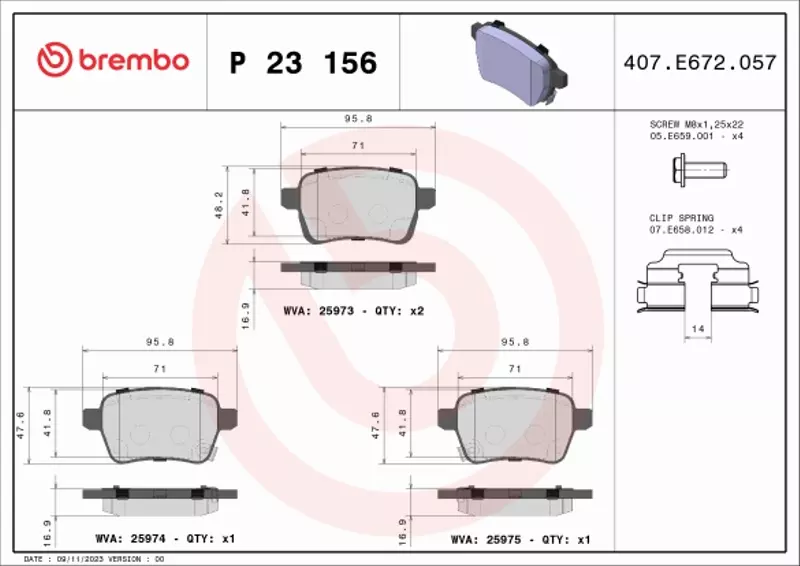 BREMBO KLOCKI HAMULCOWE TYŁ P 23 156 