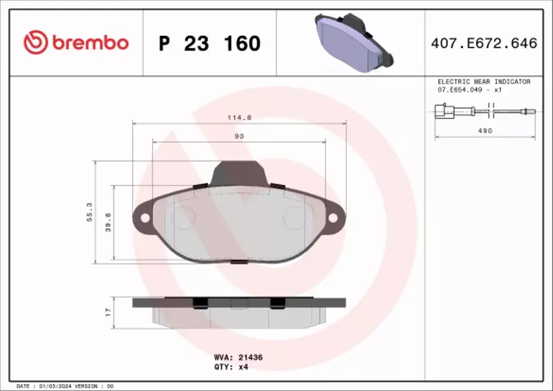 BREMBO KLOCKI HAMULCOWE PRZÓD P 23 160 