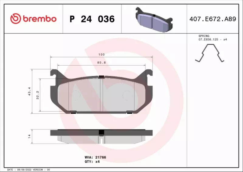 BREMBO KLOCKI HAMULCOWE TYŁ P 24 036 