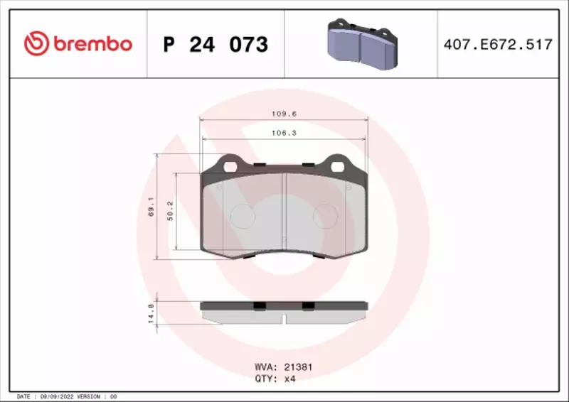 BREMBO KLOCKI HAMULCOWE PRZÓD P 24 073 