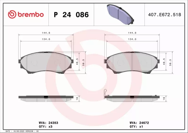 BREMBO KLOCKI HAMULCOWE PRZÓD P 24 086 