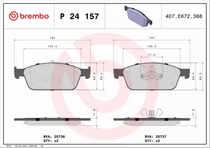 BREMBO KLOCKI HAMULCOWE PRZÓD P 24 157 