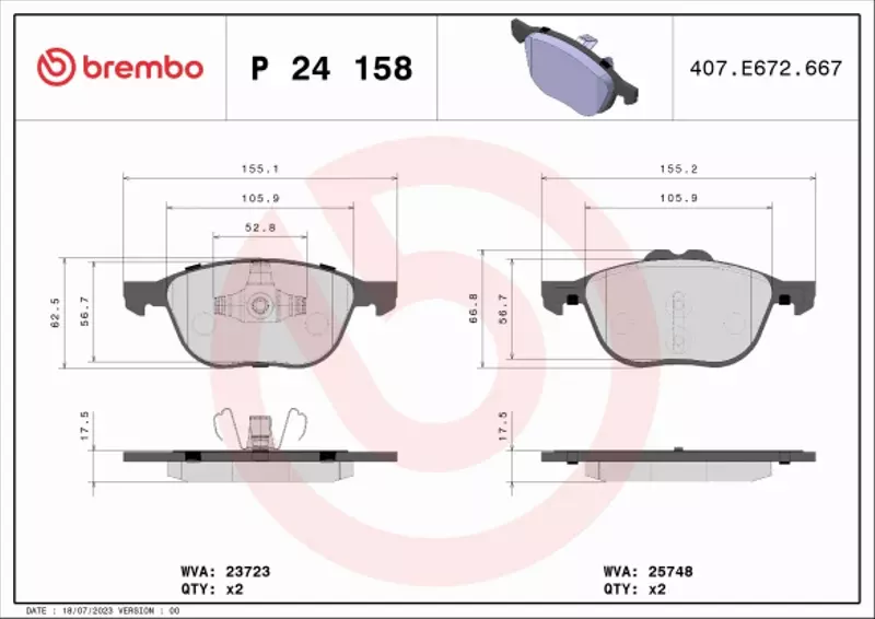 BREMBO KLOCKI HAMULCOWE PRZÓD P 24 158 