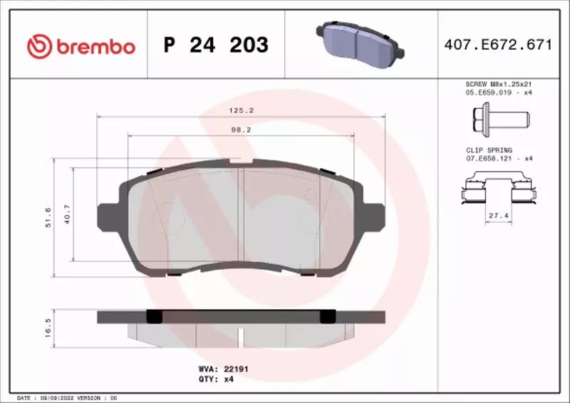 BREMBO TARCZE+KLOCKI PRZÓD FORD KA+ 258MM 