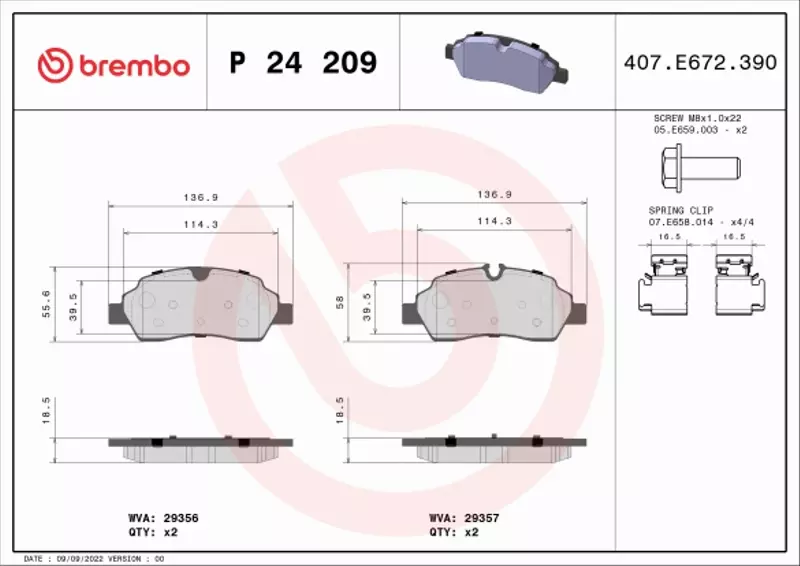 BREMBO KLOCKI HAMULCOWE TYŁ P 24 209 