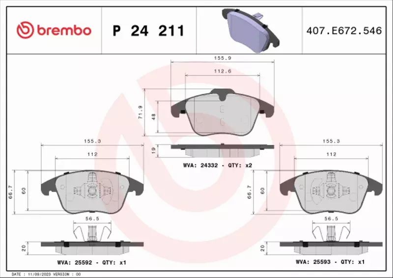 BREMBO KLOCKI HAMULCOWE PRZÓD P 24 211 