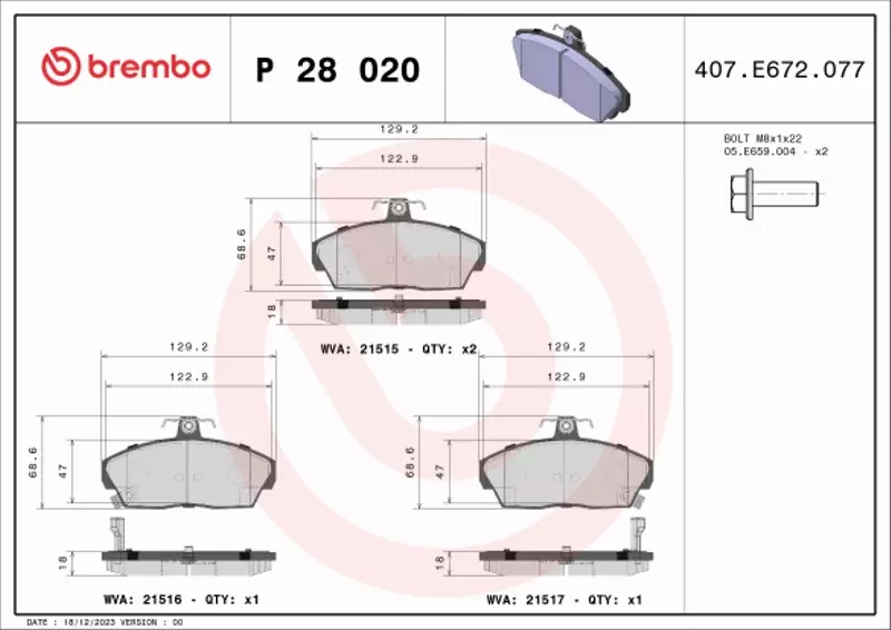 BREMBO TARCZE+KLOCKI PRZÓD HONDA CIVIC VII 262MM 