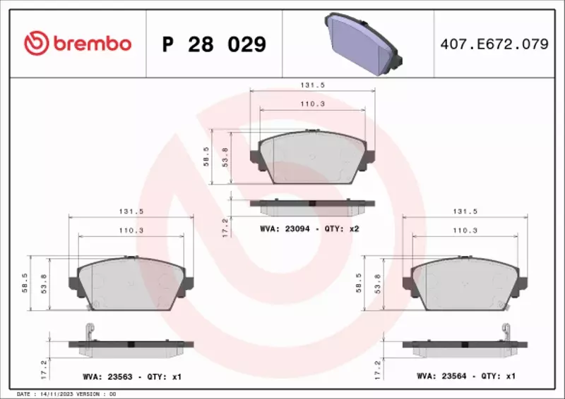 BREMBO KLOCKI HONDA ACCORD 1.8/2.0 98-|} PRZEDNIE 