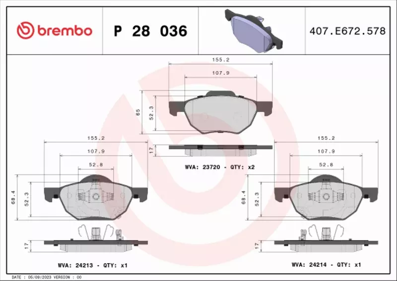 BREMBO KLOCKI HAM HONDA ACCORD VIII 2.0 2.4 Vtec 2 