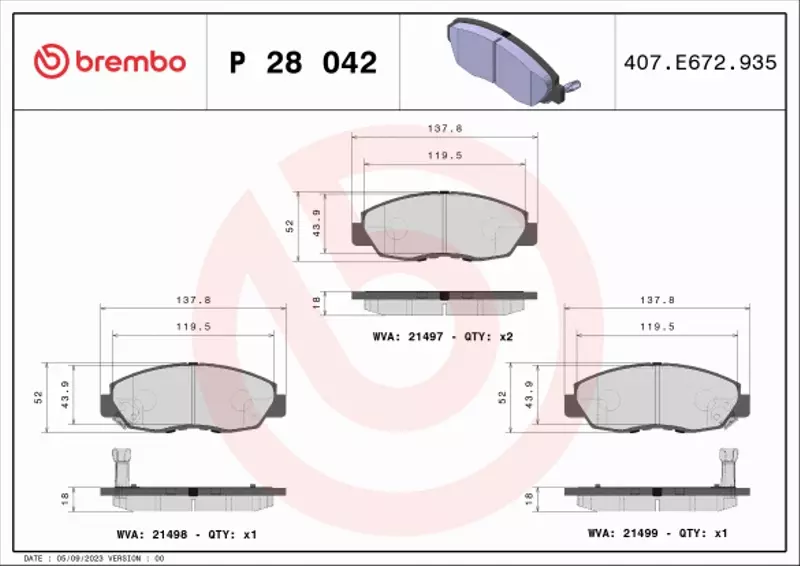 BREMBO KLOCKI HAMULCOWE P 28 042 