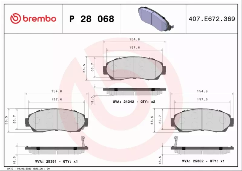 BREMBO KLOCKI HAMULCOWE PRZÓD P 28 068 