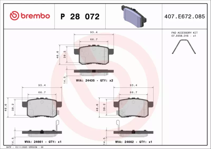 BREMBO KLOCKI HAMULCOWE P 28 072X 