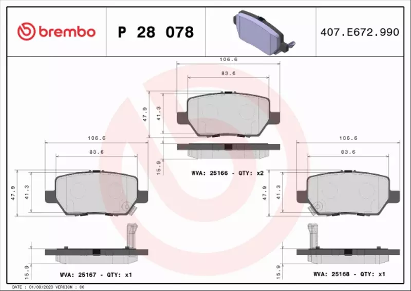 BREMBO TARCZE+KLOCKI TYŁ HONDA LEGEND IV 282MM 