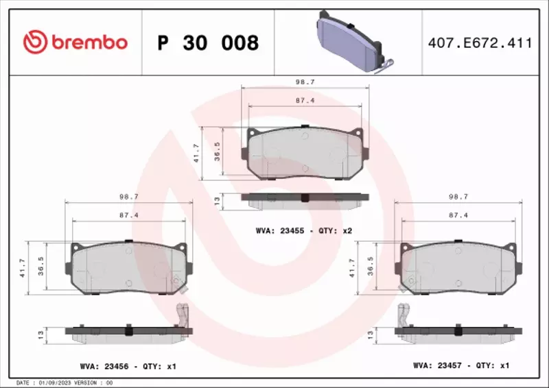 BREMBO TARCZE+KLOCKI TYŁ KIA CARENS II 261MM 