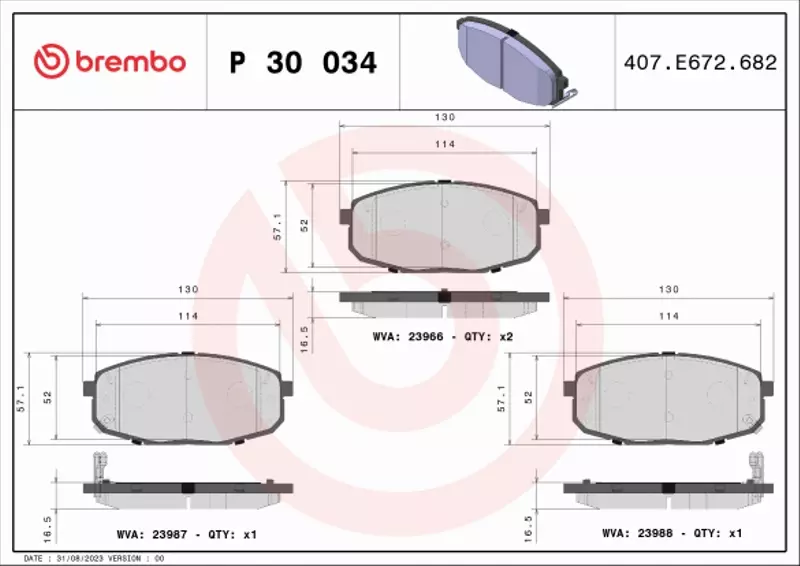 BREMBO KLOCKI HAMULCOWE PRZÓD P 30 034 