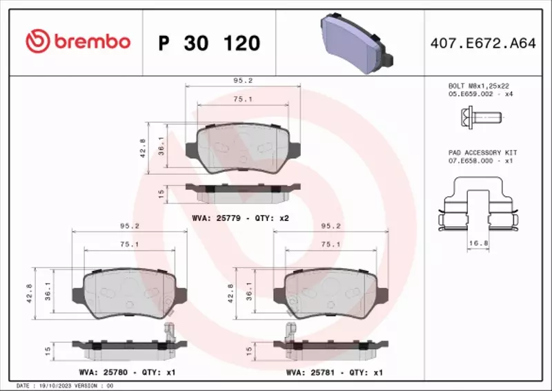 BREMBO KLOCKI HAMULCOWE P 30 120 