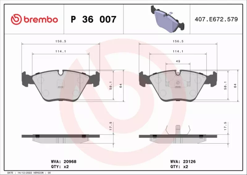 BREMBO KLOCKI HAMULCOWE PRZÓD P 36 007 