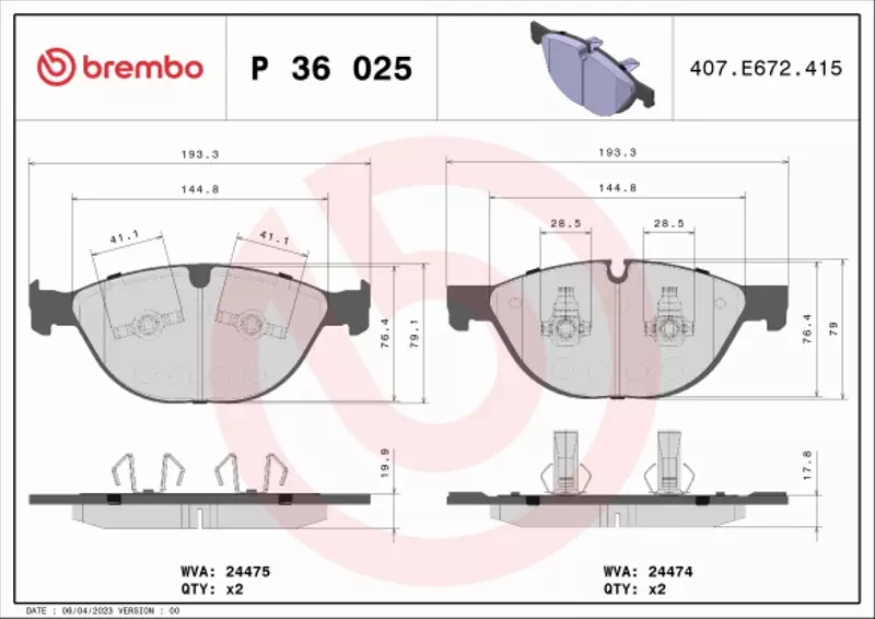 BREMBO KLOCKI HAMULCOWE P 36 025 