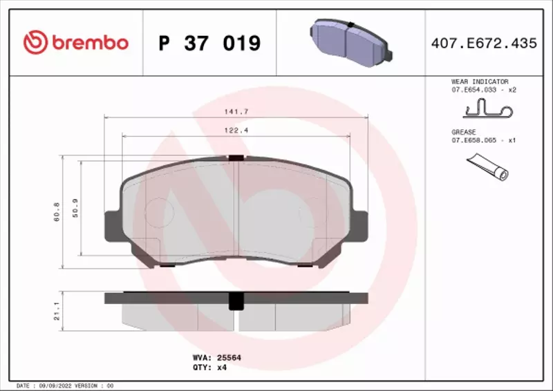 BREMBO KLOCKI HAMULCOWE PRZÓD P 37 019 