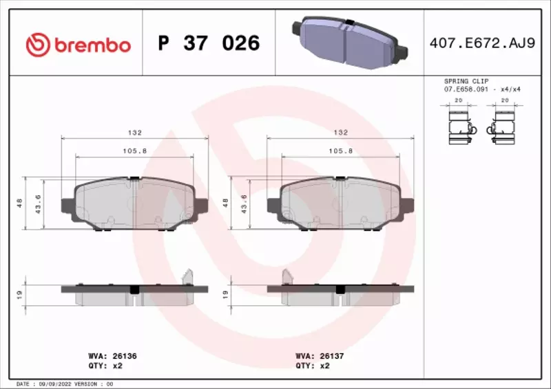 BREMBO KLOCKI HAMULCOWE P 37 026 