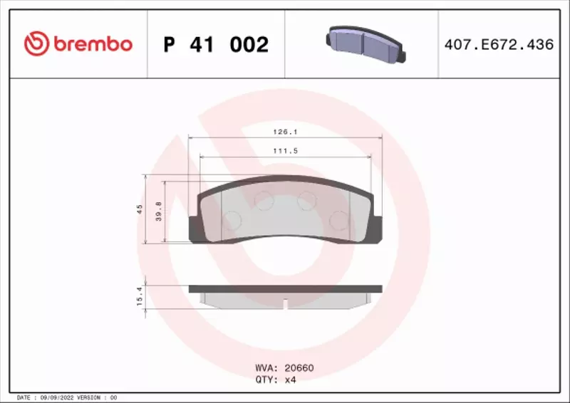 BREMBO KLOCKI HAMULCOWE PRZÓD P 41 002 