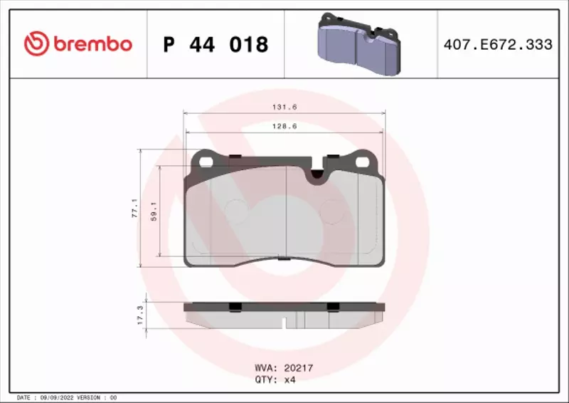 BREMBO KLOCKI HAMULCOWE PRZÓD P 44 018 