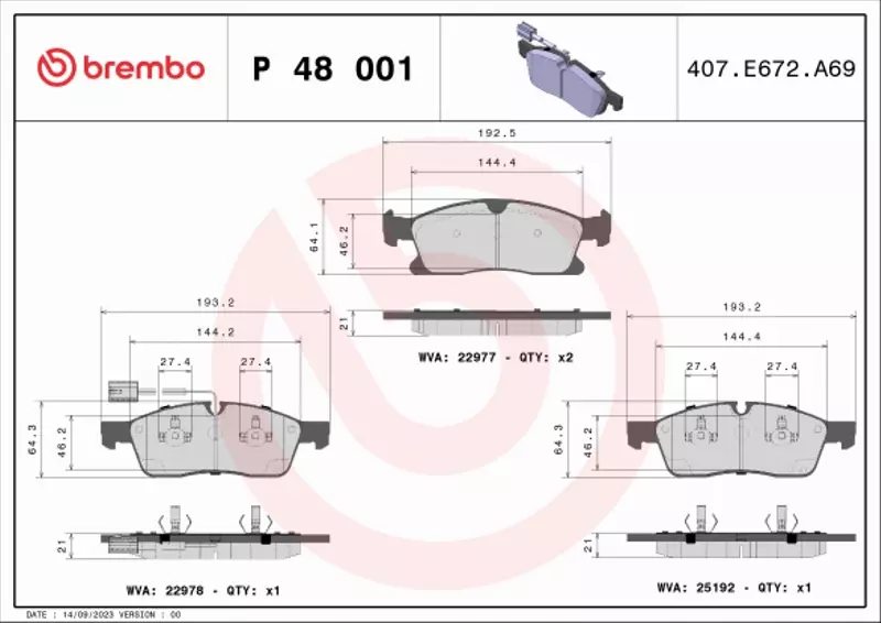 BREMBO KLOCKI HAMULCOWE P 48 001 