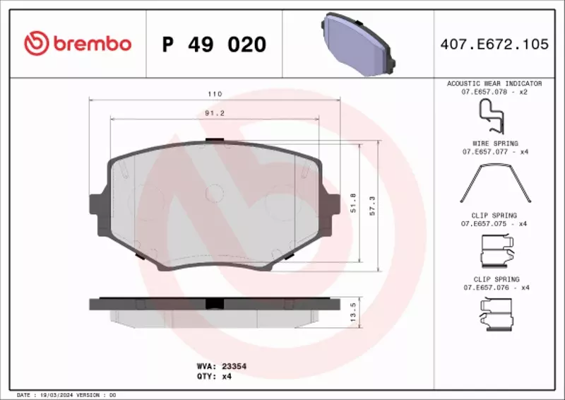 BREMBO KLOCKI HAMULCOWE PRZÓD P 49 020 