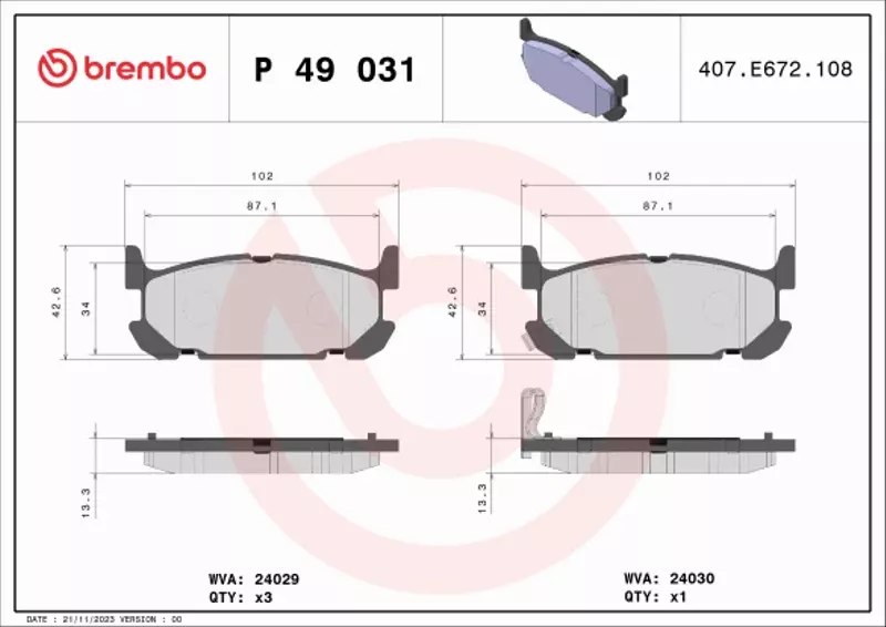 BREMBO KLOCKI HAMULCOWE TYŁ P 49 031 