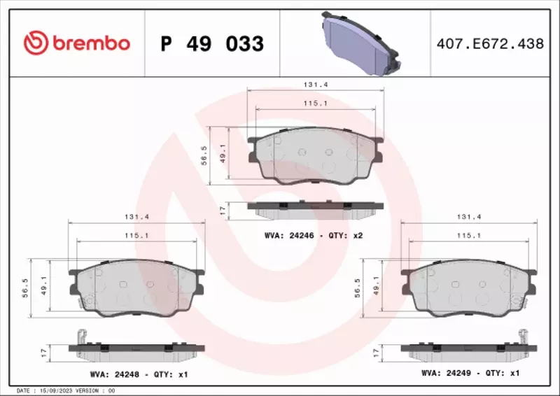 BREMBO KLOCKI HAMULCOWE PRZÓD MAZDA 6 GG 