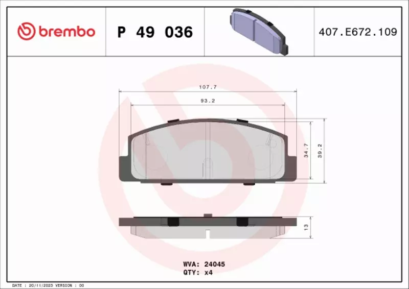 KLOCKI HAMULCOWE BREMBO MAZDA 6 / MAZDA 626 TYLNE 