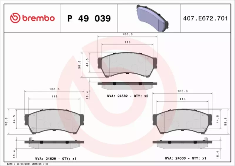 BREMBO KLOCKI HAMULCOWE PRZÓD MAZDA 6 GH 