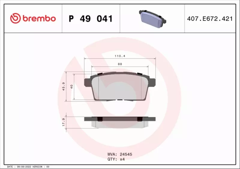 BREMBO KLOCKI HAMULCOWE TYŁ P 49 041 